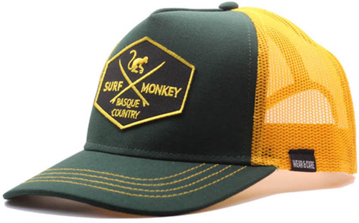 Surf Monkey - Trucker Cap - 5 Panel - One Size - Snapback - Blauwgeel