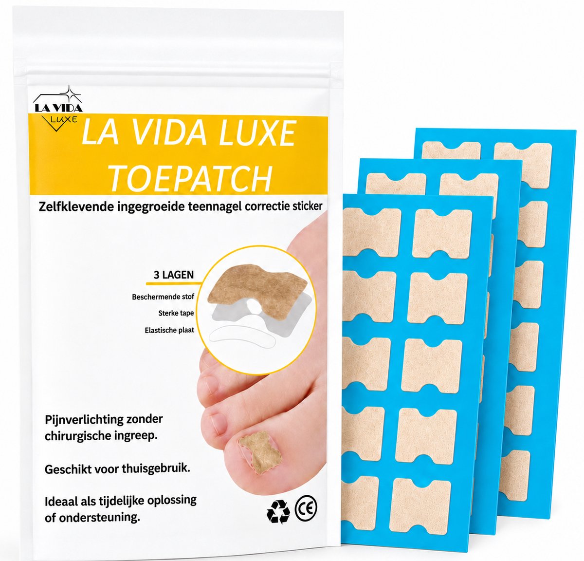 De Originele La Vida Luxe Toepatch - voor 1 maand - Ingegroeide teennagel Corrector - Ingegroeide Teennagel - Teennagels - Ingegroeide Teennagel Lifter - Kalknagel product - Teen Pleister - teennagel pleister - pedicureset - schimmelnagel