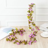 Kunstbloemen Paarse Rozen Slinger 250 cm - Nepbloemen Decoratie - Bruiloft, Interieur & Fiets - Kasey