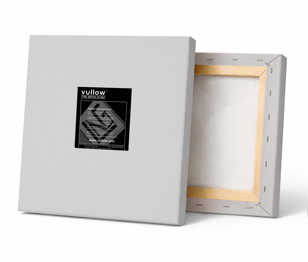 Vullow® Canvas 40x40 cm – Lichtgrijze Basislaag – 8 Stuks – Schilderdoeken