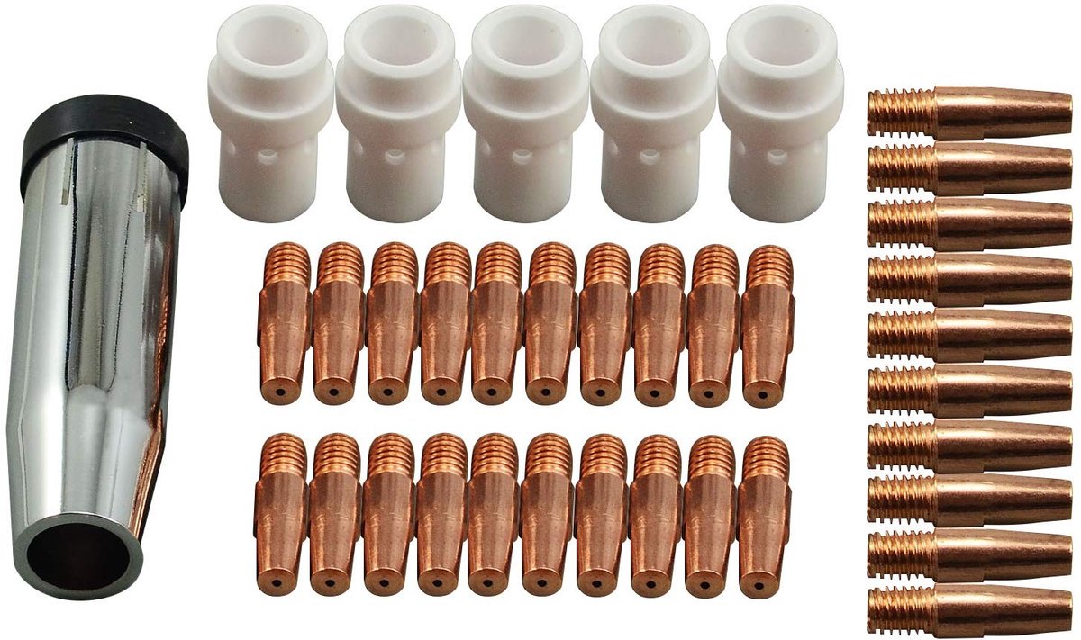 Allecto Lasdraad Accessoires - 36 Stuks Kit - Perfect voor Laswerkzaamheden - Inclusief Gasdiffusers en Contactpunten - Geschikt voor 36K...