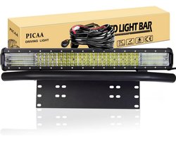 PICAA Led-lichtstrip, 22 inch, 59 cm, 570 W, 9D, 12 V, led-schijnwerper, combinatie van led-verlichting met kentekenplaathouders, offroad-houder voor vrachtwagen, ATV, SUV, 4X4