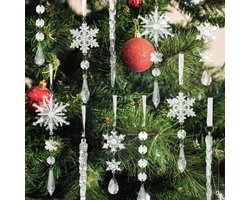 MSQ Christmas tree decorations,icicles snowflakes,christmas decoration (12 Crystal)