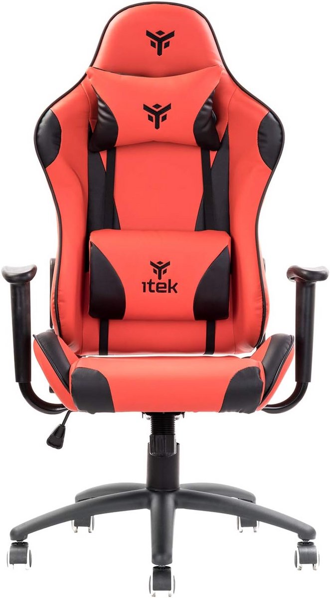 ITEK Playcom PM20 Gamingstoel, Ergon, rood, verstelbare rugleuning, verstelbare armleuningen en hoofdsteun, lendenwervelkolom, comfort en design, ideaal als bureaustoel, werkstoel of gamingstoel — afbeelding 5