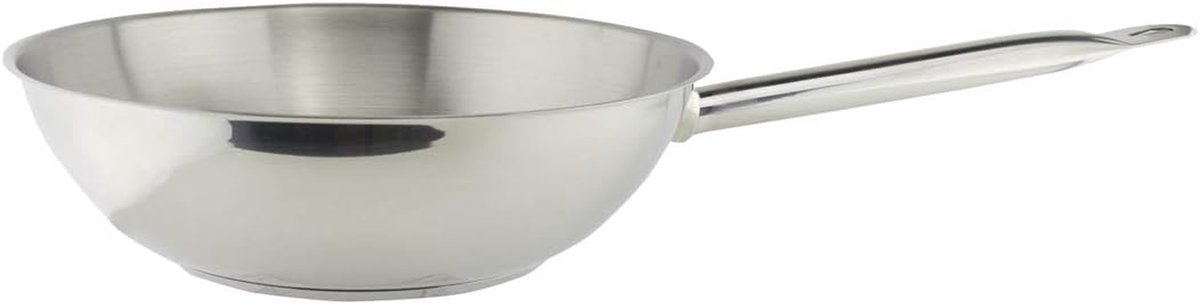 Professionele Wokpan RVS 28cm Zilver met Superieure Warmtegeleiding
