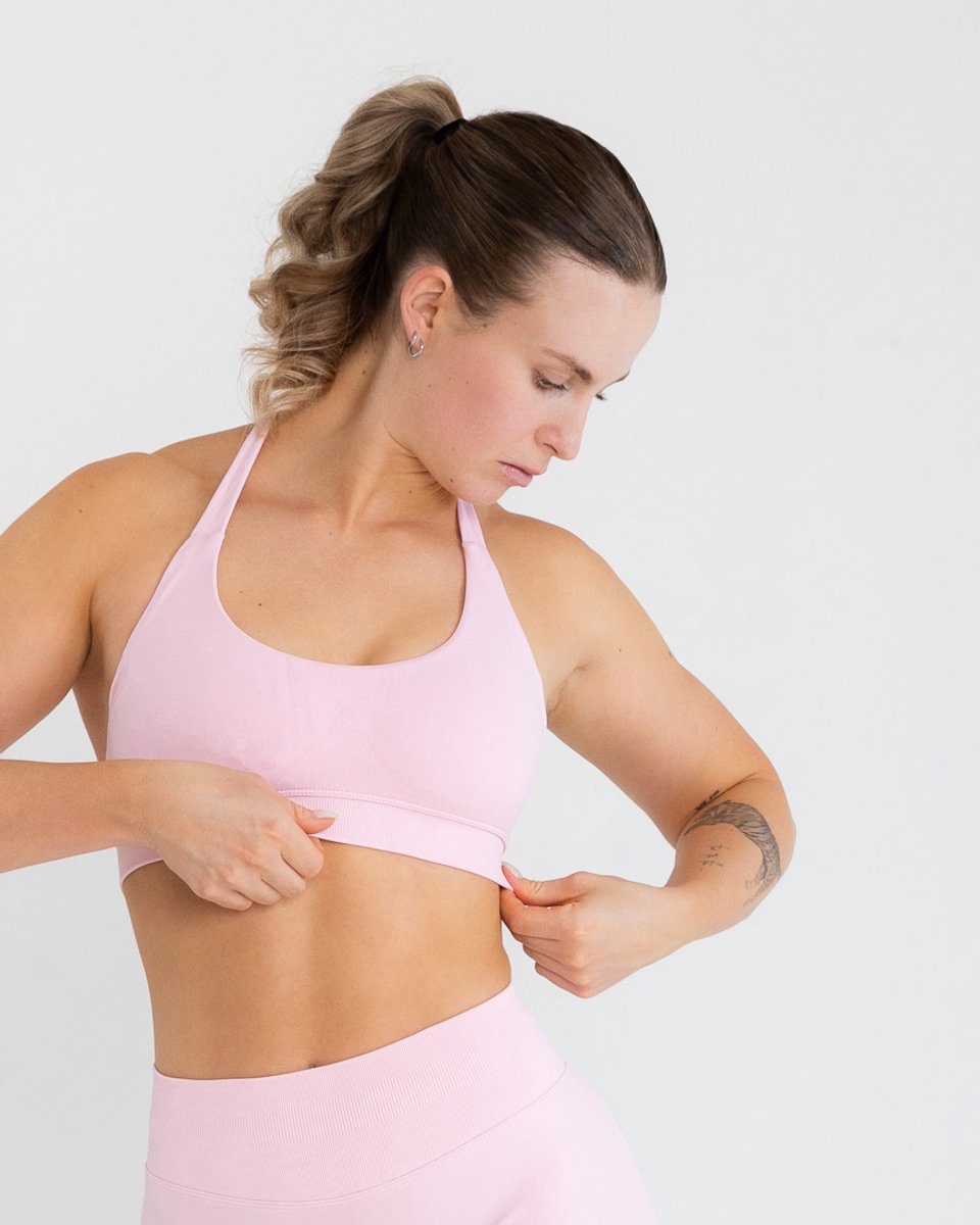 NXTR Core Premium Sports Bra - Pink - Racerback Design - Medium Support - Naadloze Sportbeha