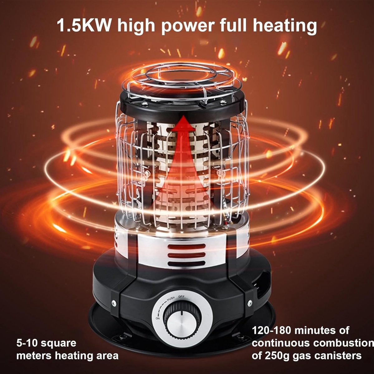 Terrasverwarmer Elektrisch - Buitenverwarmer Tuin - Snelle Warmte Creëren - Automatische Veiligheidsuitschakeling - 1.5 kW - Zwart Wit – foto 7