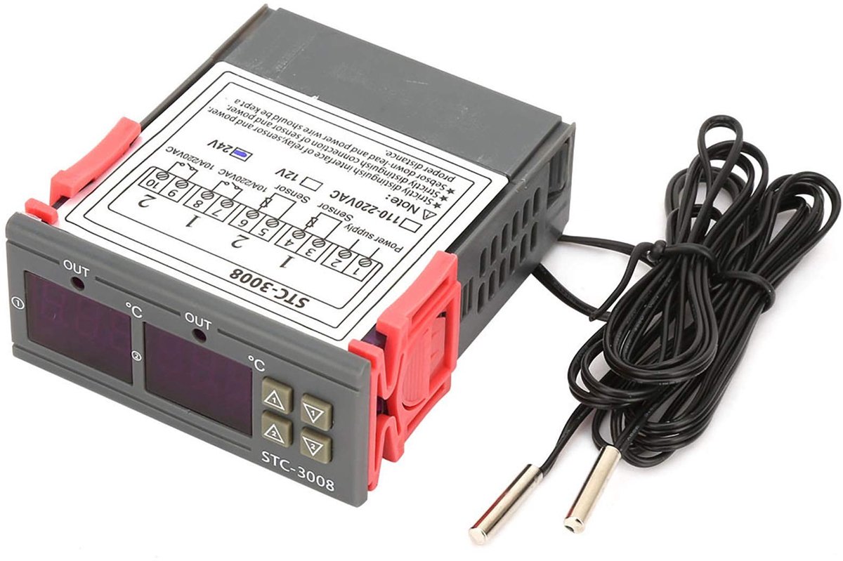 STC-3008 Digitale Thermostaat met Dubbele NTC Sensor voor Precisie Temperatuurregeling