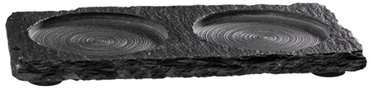 Natuursteen plateau, 2 uitsparingen, 15x8cm, set van 2 stuks