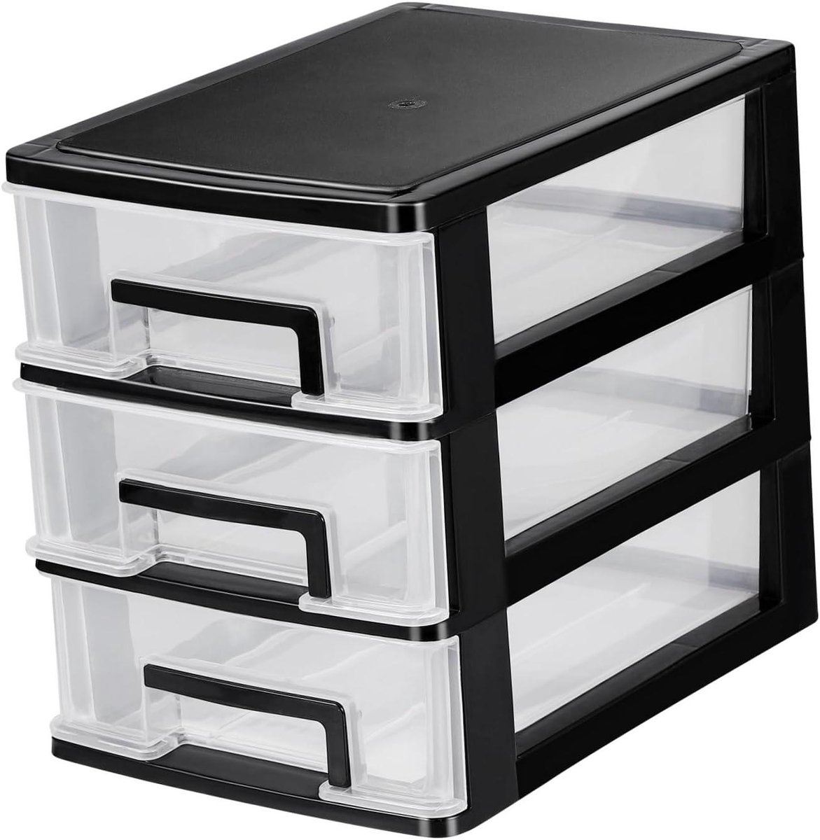 Opbergdoos Lade - Bureau Organizer - Bureau Ordenen - Transparant Zichtbaar - 21 cm - Zwart