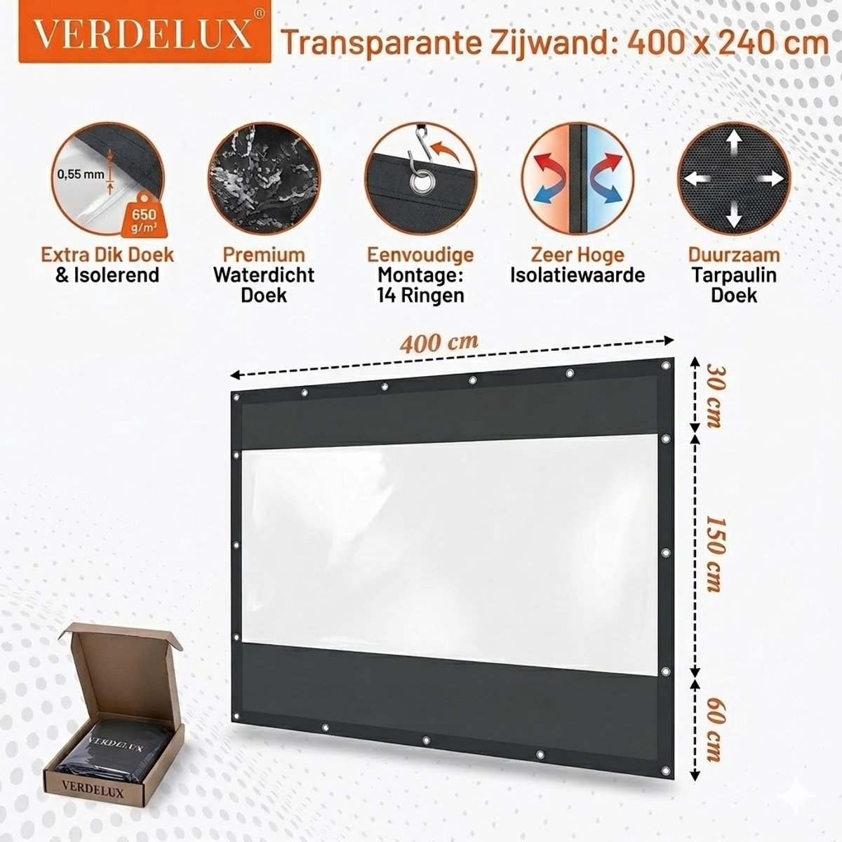 Transparent wand 400 x 240 cm - Verdelux