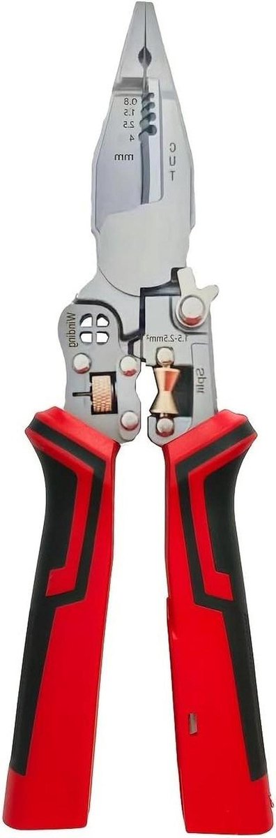 Multitool Striptang - Draadstripper Krimptang - Elektrische Reparaties - Geïntegreerde Spanningstester - 6mm Snijbreedte - Rood Zwart