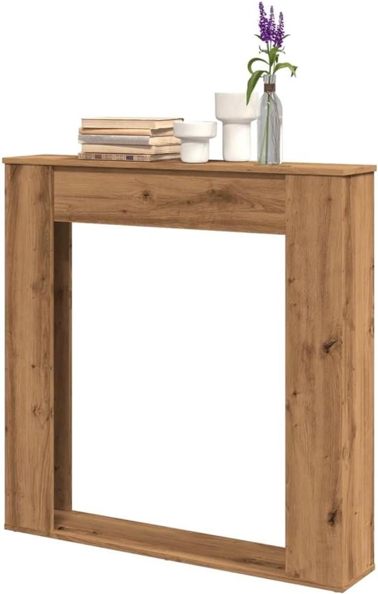 Decoratieve Haardombouw voor Elektrische Sfeervuur, Eikenkleurig Hout