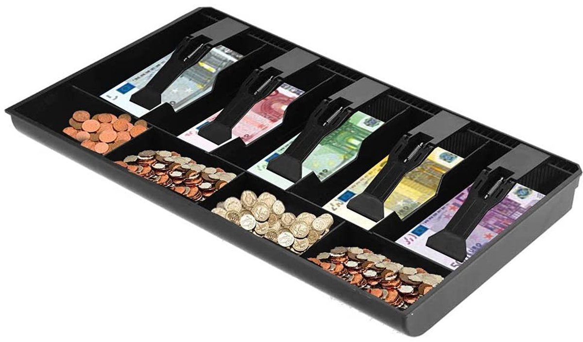 aladdien - Kasse geldlade - Kassalade voor laden - Uitneembare cash tray - 41 x 25 x 4 cm - 9 rasters - Geschikt voor winkels