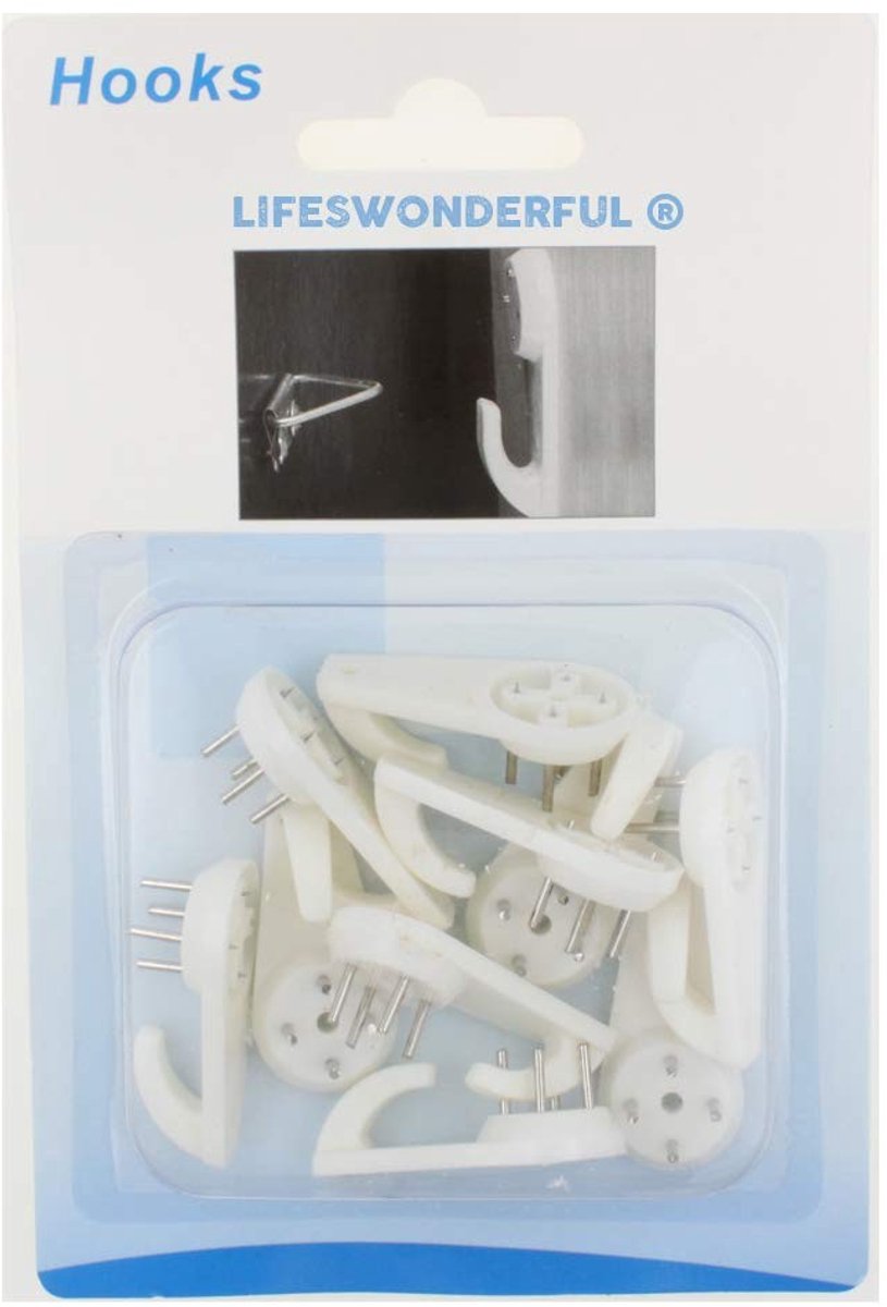 SPHProducts - Witte Foto Hanger Haken - Eenvoudig Ophangen - 10st - Ideaal voor Gipsplaten en Baksteen - Voor Fotolijsten - Duurzaam en Gebruiksvriend