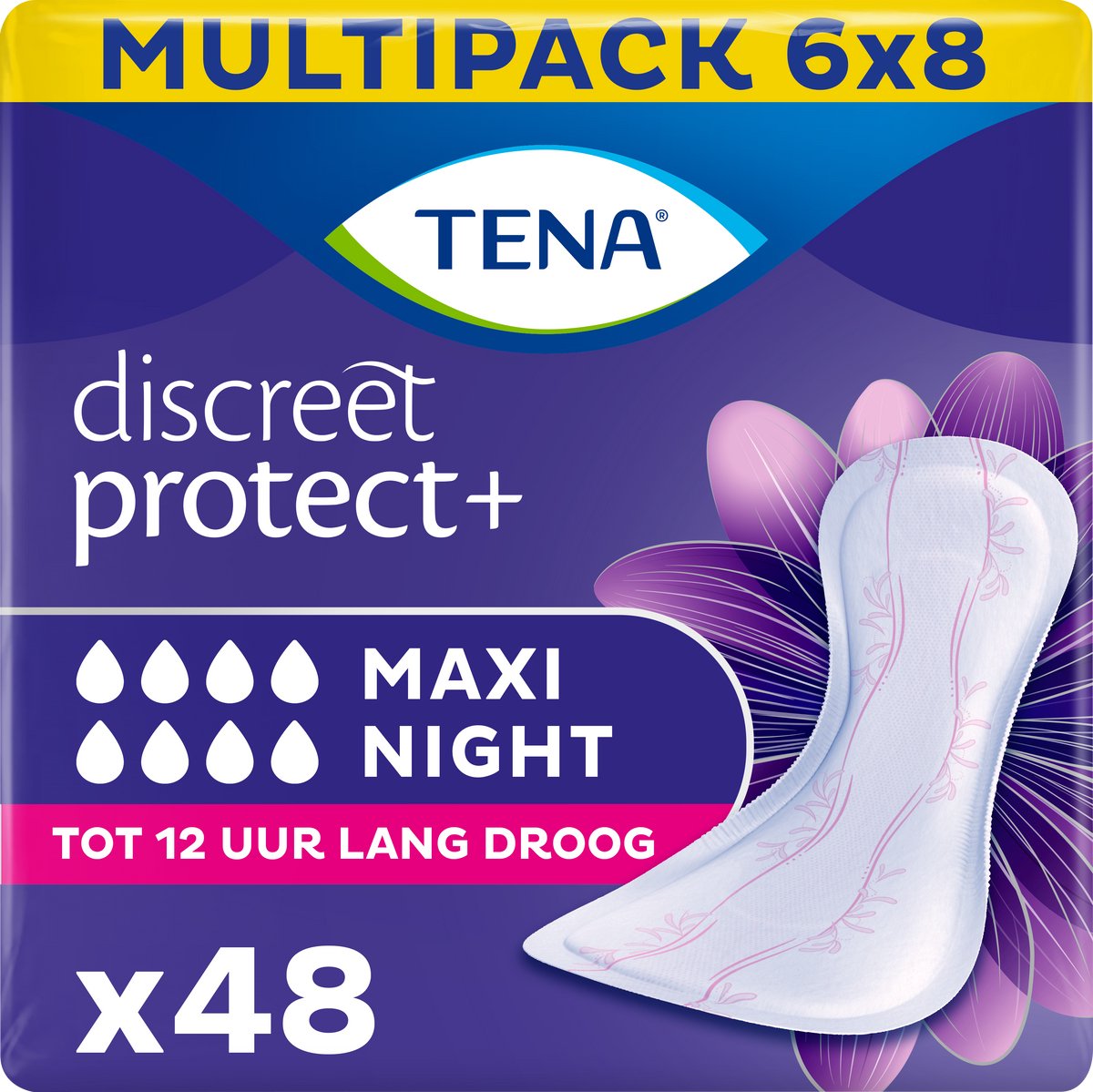 TENA Discreet Protect+ Maxi Night – verbanden voor urineverlies – 48 stuks