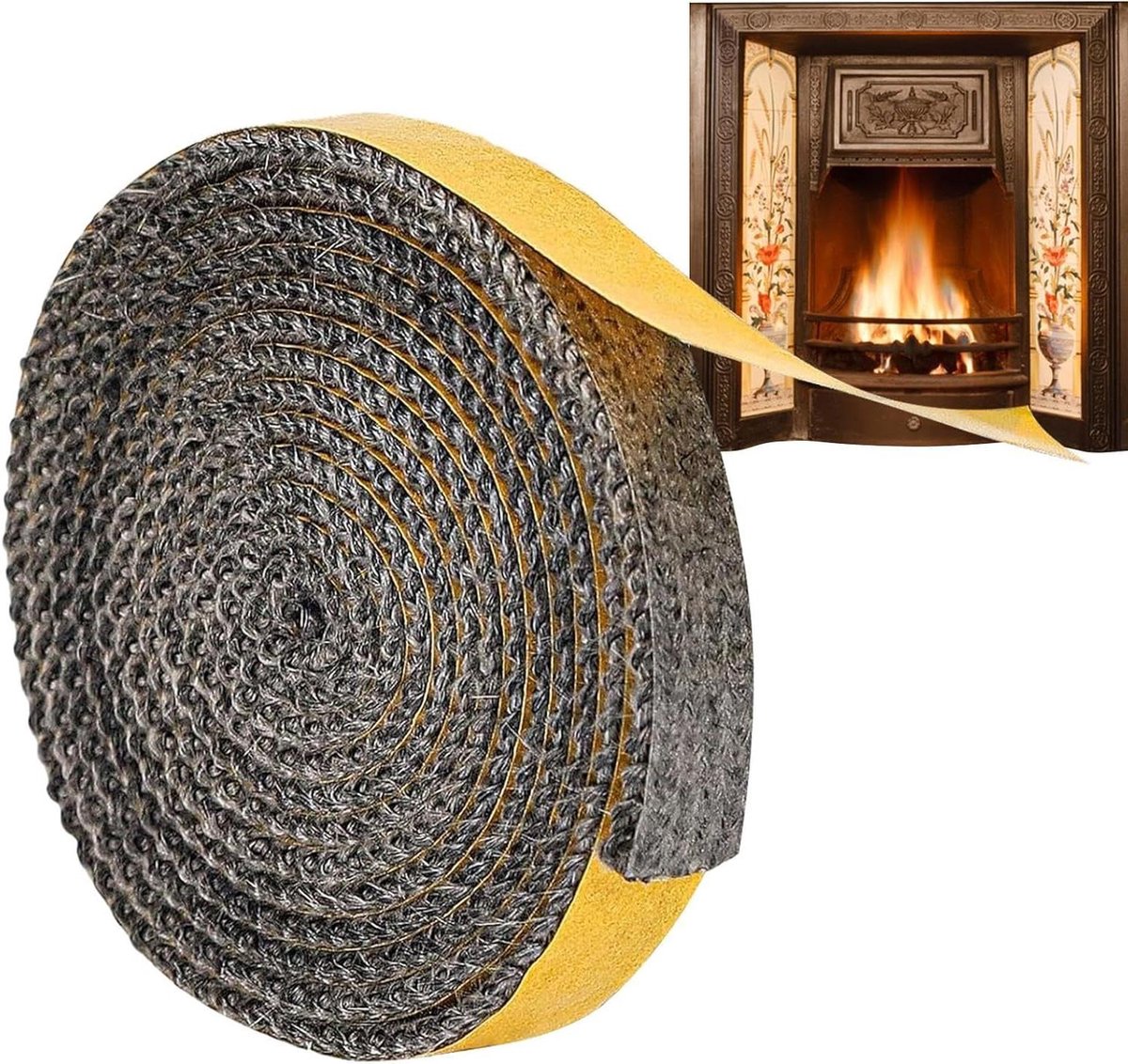 Afdichtingstape Houtkachel - Glasvezel tape - Kachel Dicht Maken - Hittebestendig Materiaal - 3 meter lengte - Zwart