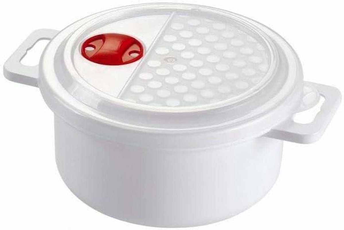 Magnetron Kom - Voedselcontainer Deksel - Eten Opwarmen - Met Ventiel - 1 Liter - Wit
