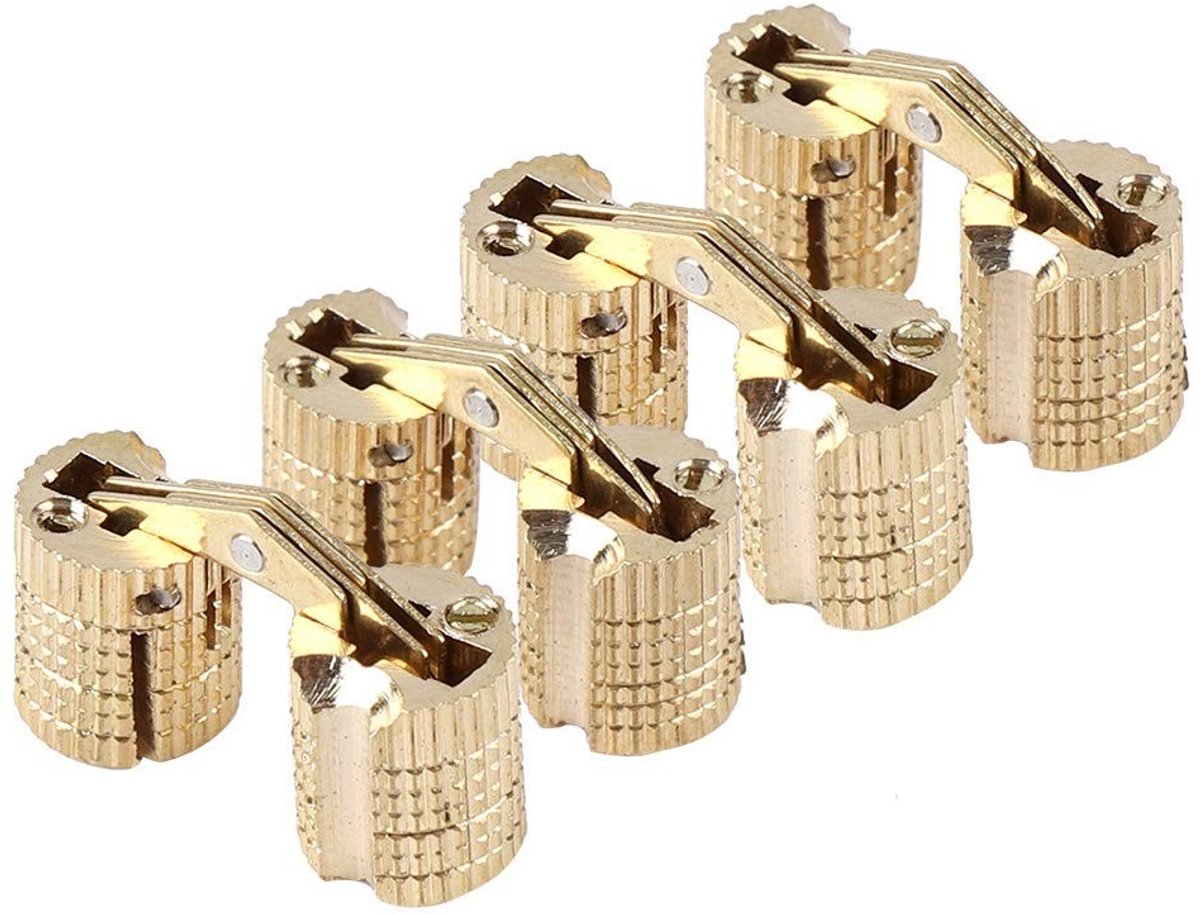 aladdien - Versteckte Messing Barrel Scharnieren - DIY Projecten - 4 Stuks - Handige Scharnieren - Meubelbouw - Perfect voor Meubelprojecten - Gesch...
