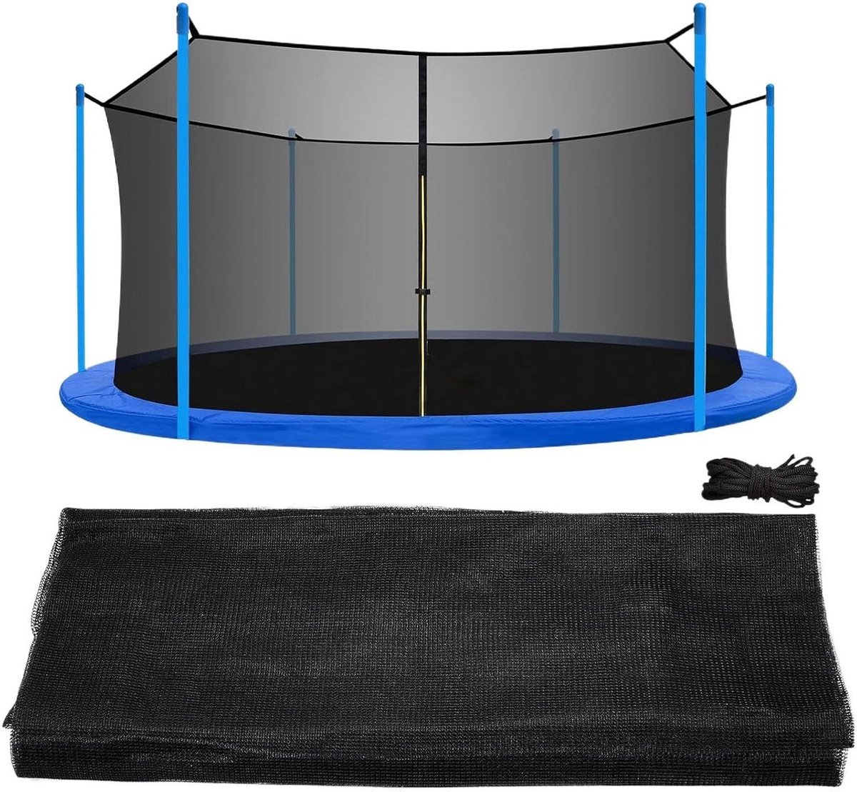 Trampoline Vervangingsnet - Veiligheidsnet Omheining - Buiten Spelen - Verstelbare Banden - 14 voet - Zwart