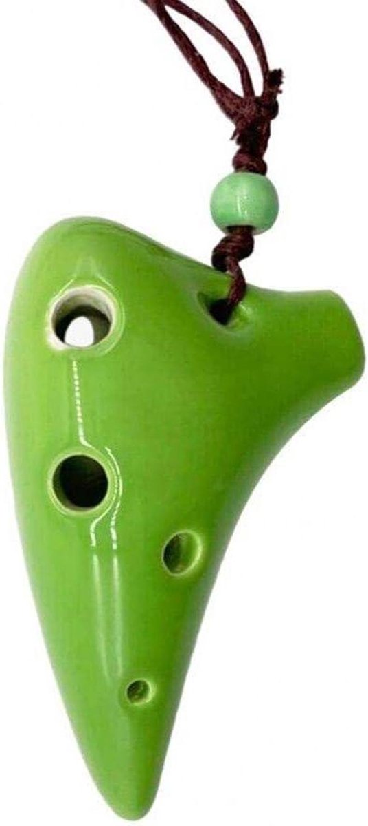 Keramische Ocarina - Muziekinstrument Fluit - Muziek Leren Spelen - 6 Gaten Stijl - 6 x 3.5 cm - Groen