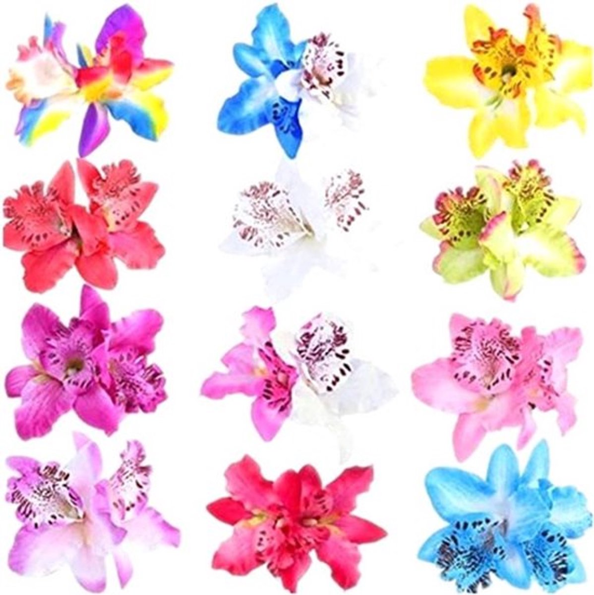 Bohemian Orchidee Bloem Clips voor Hawaiiaanse Bruiloft Strandfeest 12 Stuks