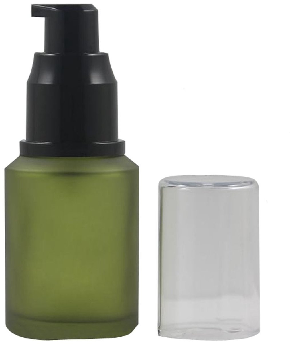 aladdien - Frosted Lege Glas Pomp Fles - Ideaal voor Schoonheid - Groen - Reizen Containers - Perfect voor Crème en Olie - Anti-Stof Cap