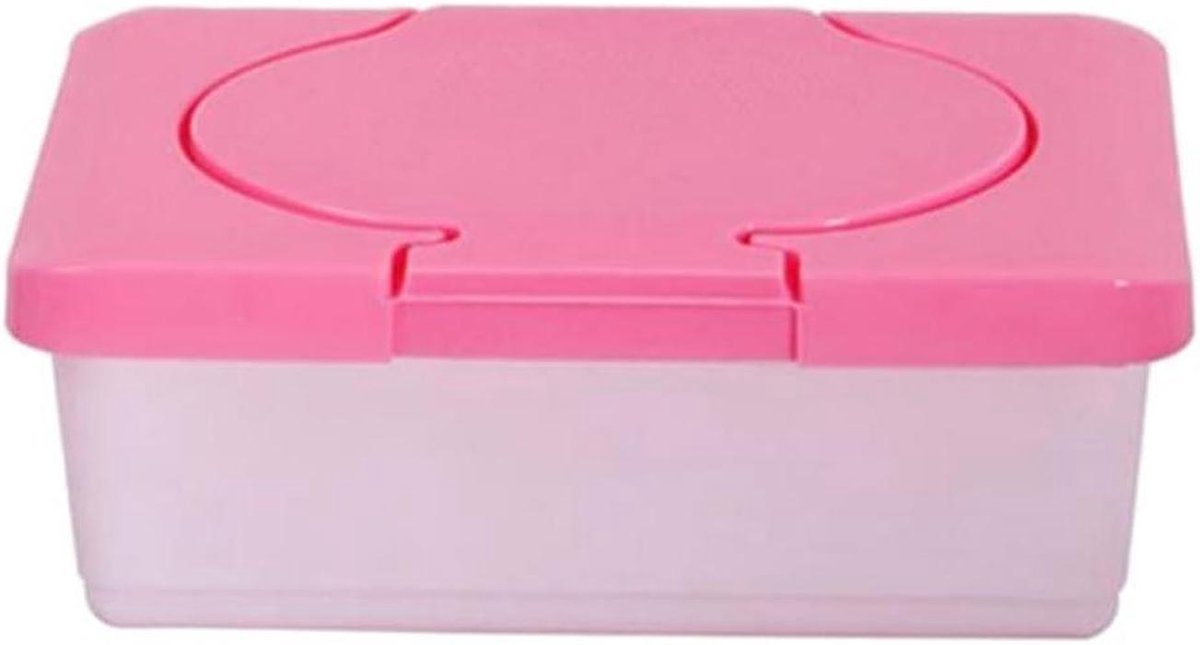 Babydoekjes Dispenser - Voordeeltrekker - Onderweg - Hygiënisch afsluitbaar - 19.5x12x7.5 cm - Roze