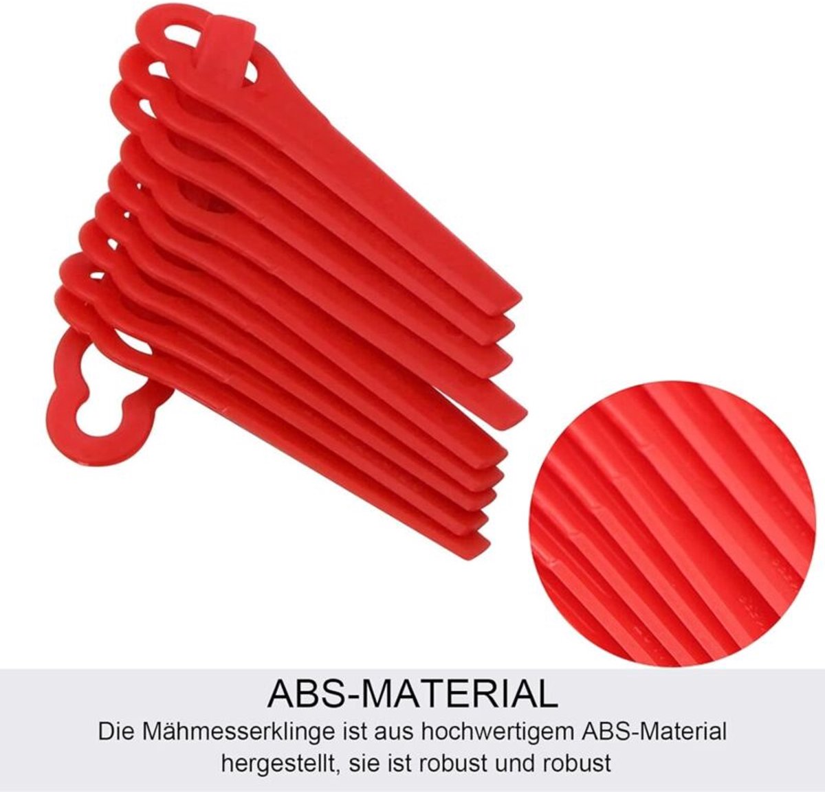 Set van 20 vervangende kunststof mesjes van 12 x 7 mm, geschikt geschikt voor grasmaaiers, tuin- en gazonrandtrimmen.