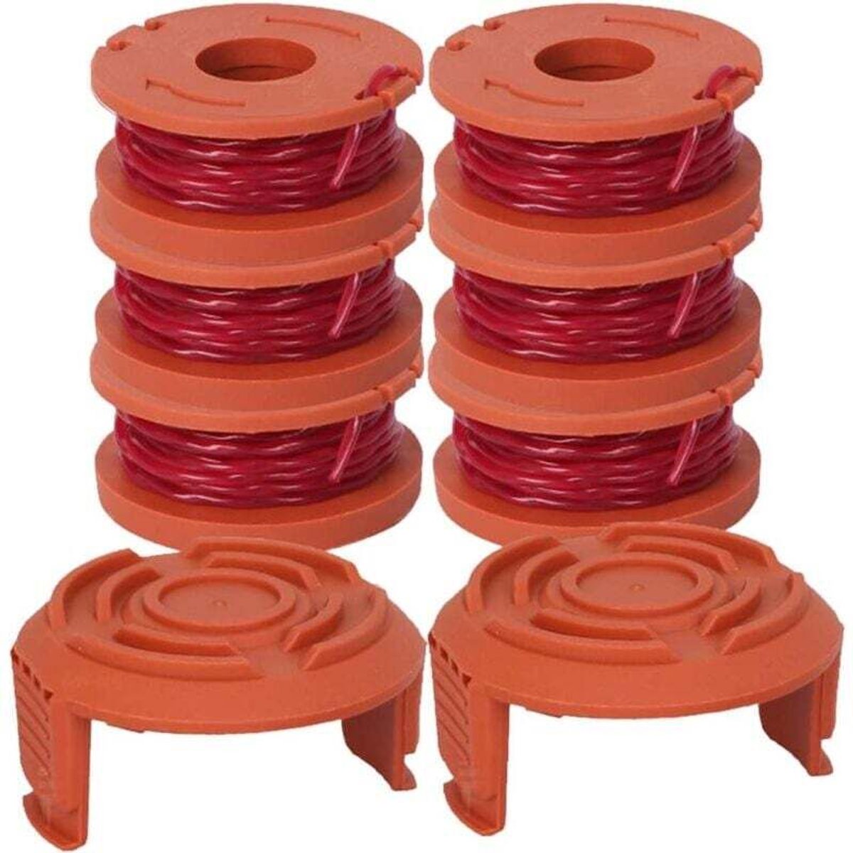 Set van 6 grasmaaierrollen geschikt voor Worx WA001 (6 x 3 m rollen, 1,6 mm diageschikt geschikt voorer, 2 eindkappen)