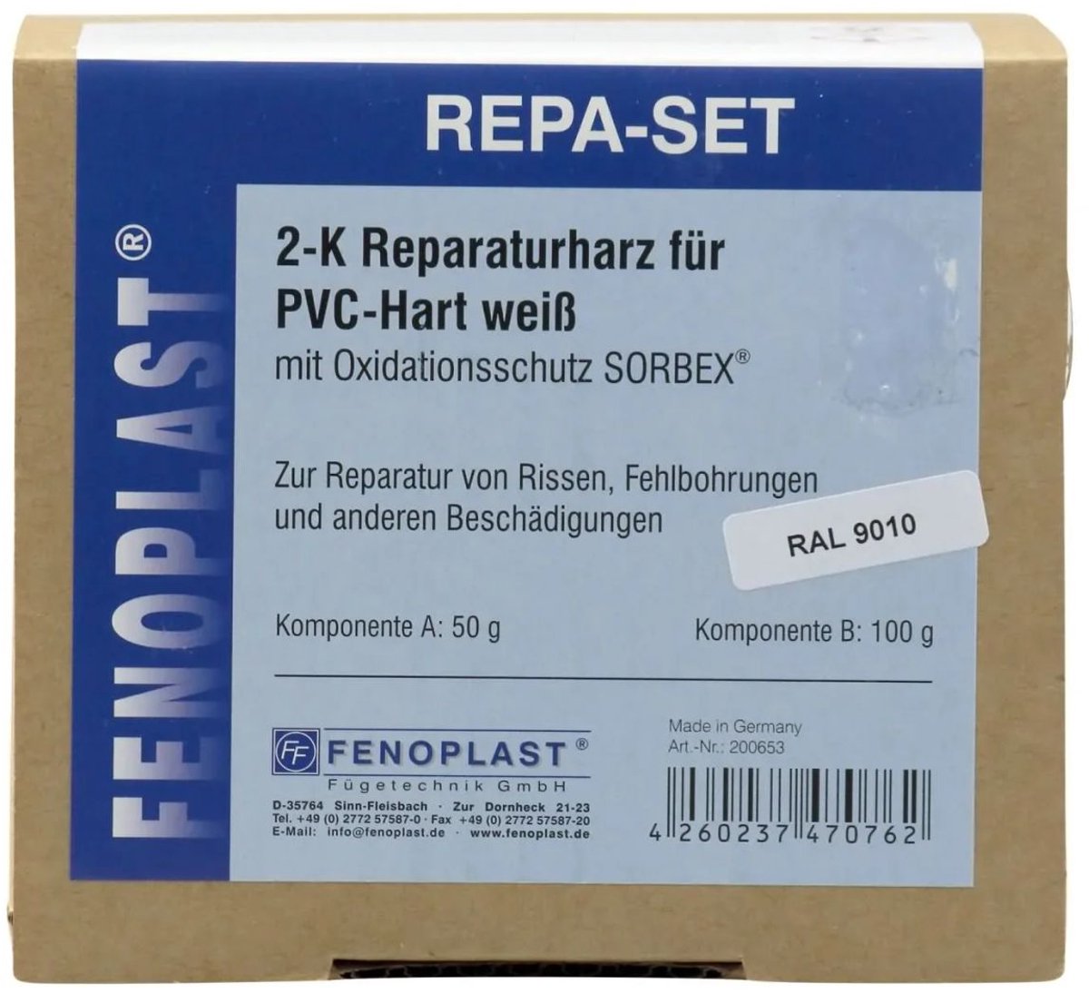 Kunststof Reparatieset 2K Hars RAL 9010 Reinweiß – Zelfreparatie