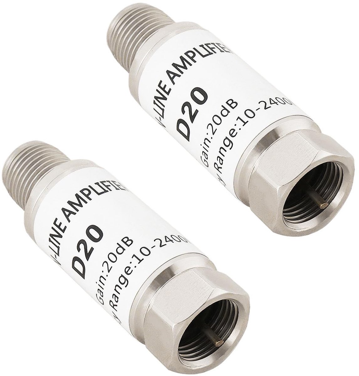aladdien - Inline Versterker - 2x 20dB voor Satelliet- en DVB-T - Versterking van signaal - Compact formaat - Verbeterde ontvangst - Geschikt voor T..