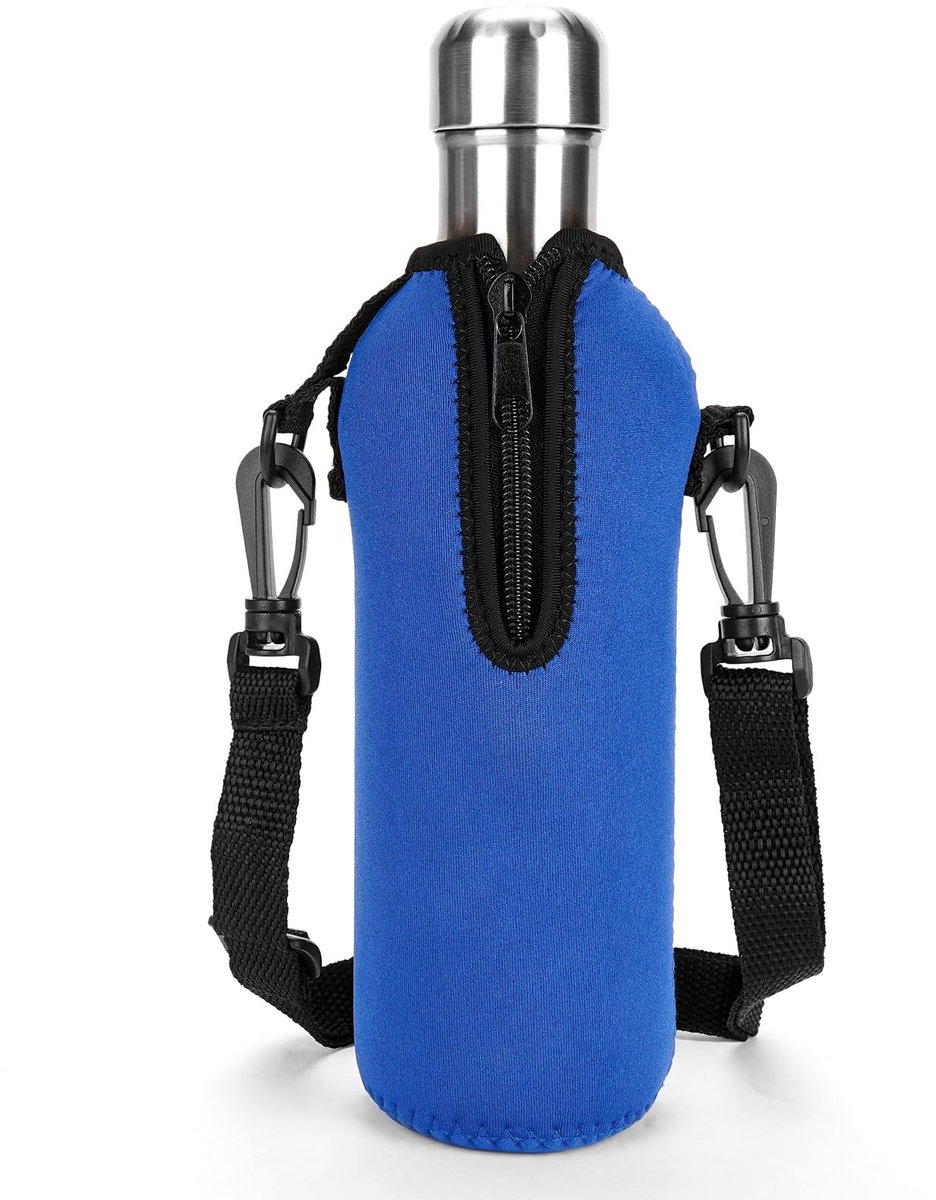 ONF3 - Neopreen Waterfleshouder - Geïsoleerde Sling Bag - Blauw - Compatibel met 17oz Cola-vormige flessen - Ideaal voor onderweg - Unisex