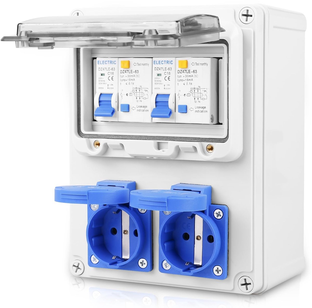 ONF3 - Bouwstroomverdeler - 16A 230V - Veiligheid met FI-schakelaar - Compact formaat - Aardlekschakelaar - Voor binnengebruik - Zwart model