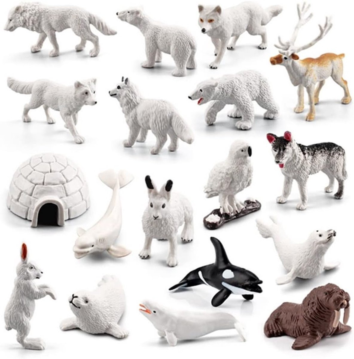 Mini Arctic Dieren Figuren Set met 18 Stuks, Realistische Speelgoed Beesten voor Peuters, Perfect als Verjaardagscadeau voor Kinderen