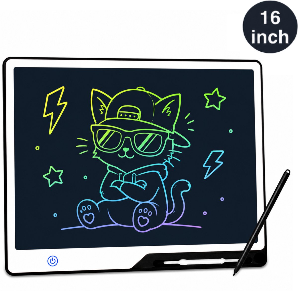 Bol.com Tekenbord kinderen Kiraal - Tekentablet - LCD Tekentablet kinderen - Grafische tablet kinderen - Kindertablet Zwart - 16... aanbieding