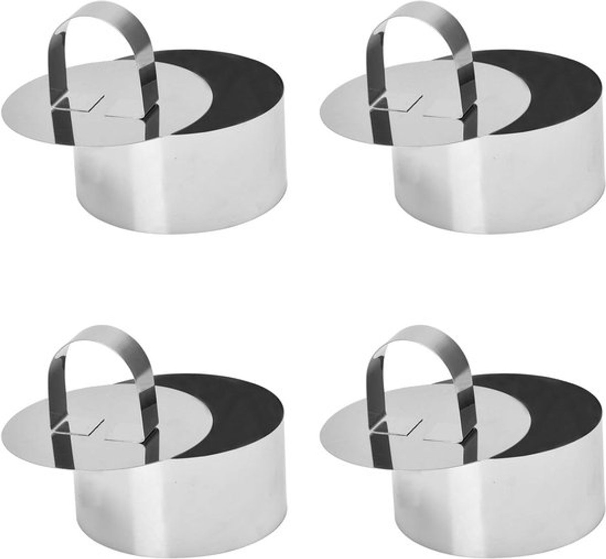 4 Pack Ronde Kookringen RVS - Bakken Gebak Cheesecake - 8cm Diameter