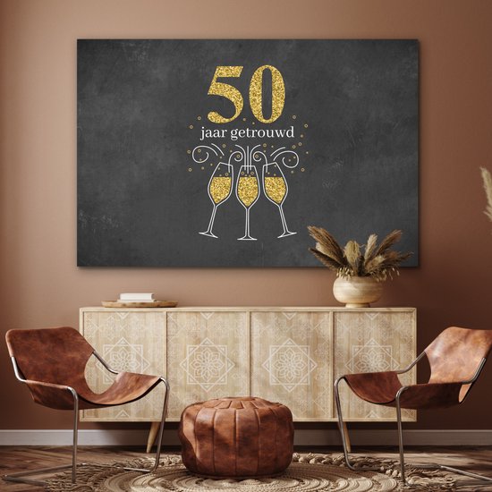 Décoration murale Métal - Peinture Aluminium Industriel - Se marier - 50 ans de mariage - Citations - Dictons - 150x100 cm - Dibond - Photo sur aluminium - Décoration murale industrielle - Pour le salon/chambre