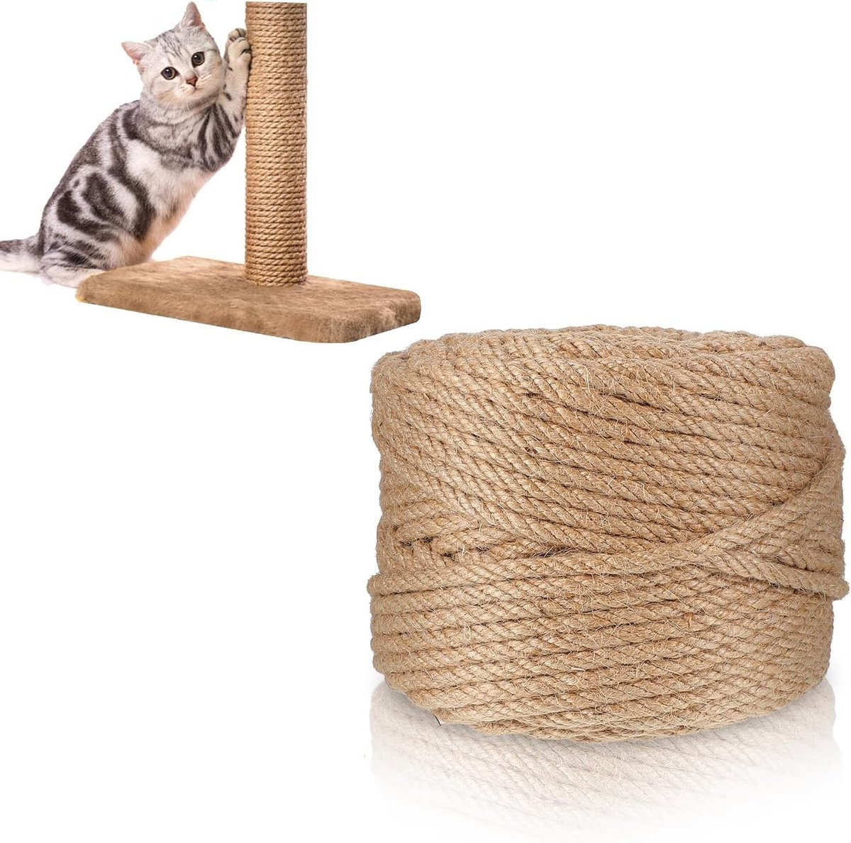 Sisal Touw voor Kattenkrabpaal - 10m x 10mm Natuurlijke Vezels voor DIY Decoratie en Vervanging
