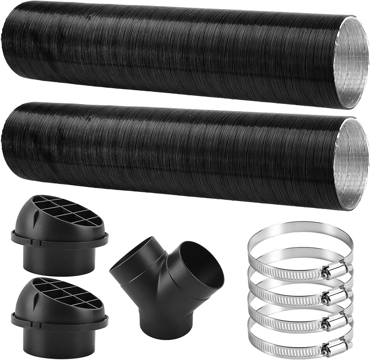 Verwarmingsset - Leidingen Set - Ruimte Verwarmen - Complete 75mm Kit - 9 Stuks - Zwart