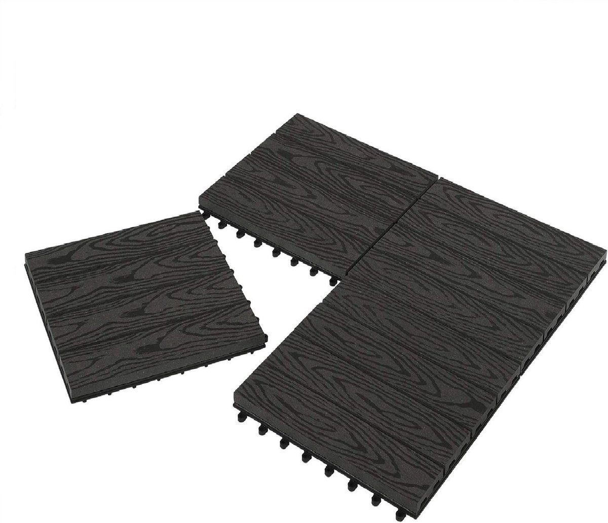 WPC Tegels - Houten look tegels - Terras aanleggen - Eenvoudig kliksysteem - 30 x 30 cm - Grijs