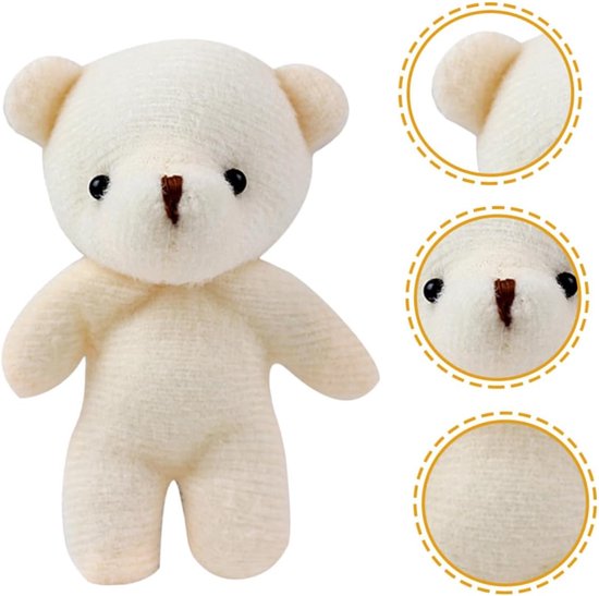 Mini Knuffelberen - Pluche Hangers - Tas Decoratie - Set van 15 - 11x8 cm - Beige van MINI — afbeelding 4