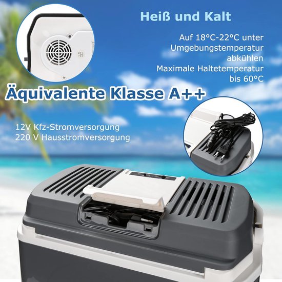 Elektrische koelbox - Mini koelkast - Kamperen en reizen - Koelt en verwarmt - 24 liter - Grijs — afbeelding 2