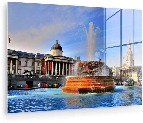 Ciel coloré sur Trafalgar Square en Angleterre Plexiglas 90x60 cm - Tirage photo sur Glas (décoration murale en plexiglas)