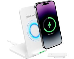 Draadloze inductielader, 15 W, opvouwbaar, geschikt voor iPh-One 16/15 Pro Max/14/13/12/11, Sam-Sung Galaxy S25 Ultra/S25, Xiao-mi 12, Hua-wei Mate 60 Pro, draadloze oplader geschikt voor USB-C-adapter