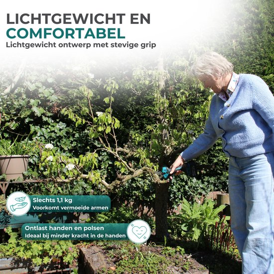 CraftRoot Elektrische Snoeischaar Incl. Opbergkoffer + Telescopische Verlengstok - tot 270cm Bereik en 2X 4.0Ah Accu’s- Professionele Draadloze Heggenschaar - 32mm Snijdiameter - Elektrische Takkenschaar - Tuin Snoei Schaar voor Heggen & Takken van CraftRoot — afbeelding 3