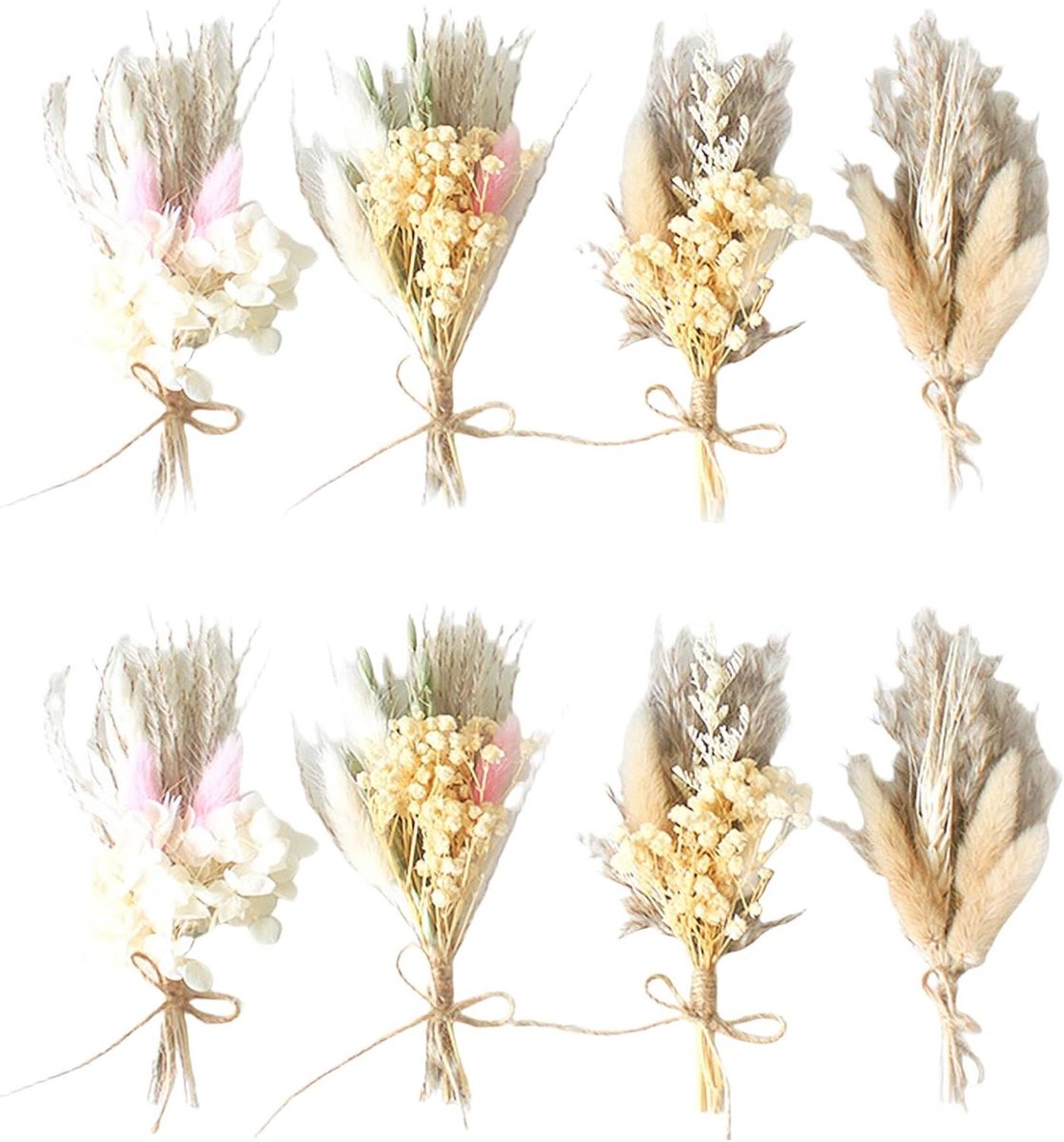 Droogbloemen bundels - Gedroogde bloemen - Knutselen en decoreren - Natuurlijk en onderhoudsvrij - 8 bundels - Multicolor