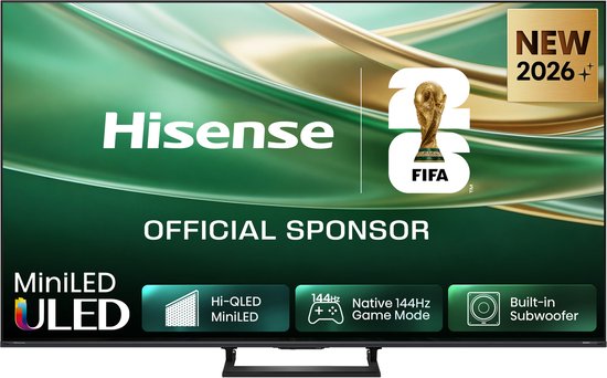 Hisense 55E8S SmartTV - 55 inch - 4K Hi-QLED MiniLED - 2026 - 600 nits - Native 144Hz Game Mode - Built-in Subwoofer - Hi-View AI Engine - Hi-QLED Colour - Total HDR Solution