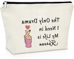Make-up Tas - Cosmetica Pouch - K-Drama Fans - Katoen Linnen Materiaal - 25 x 17 cm - Met Tekst