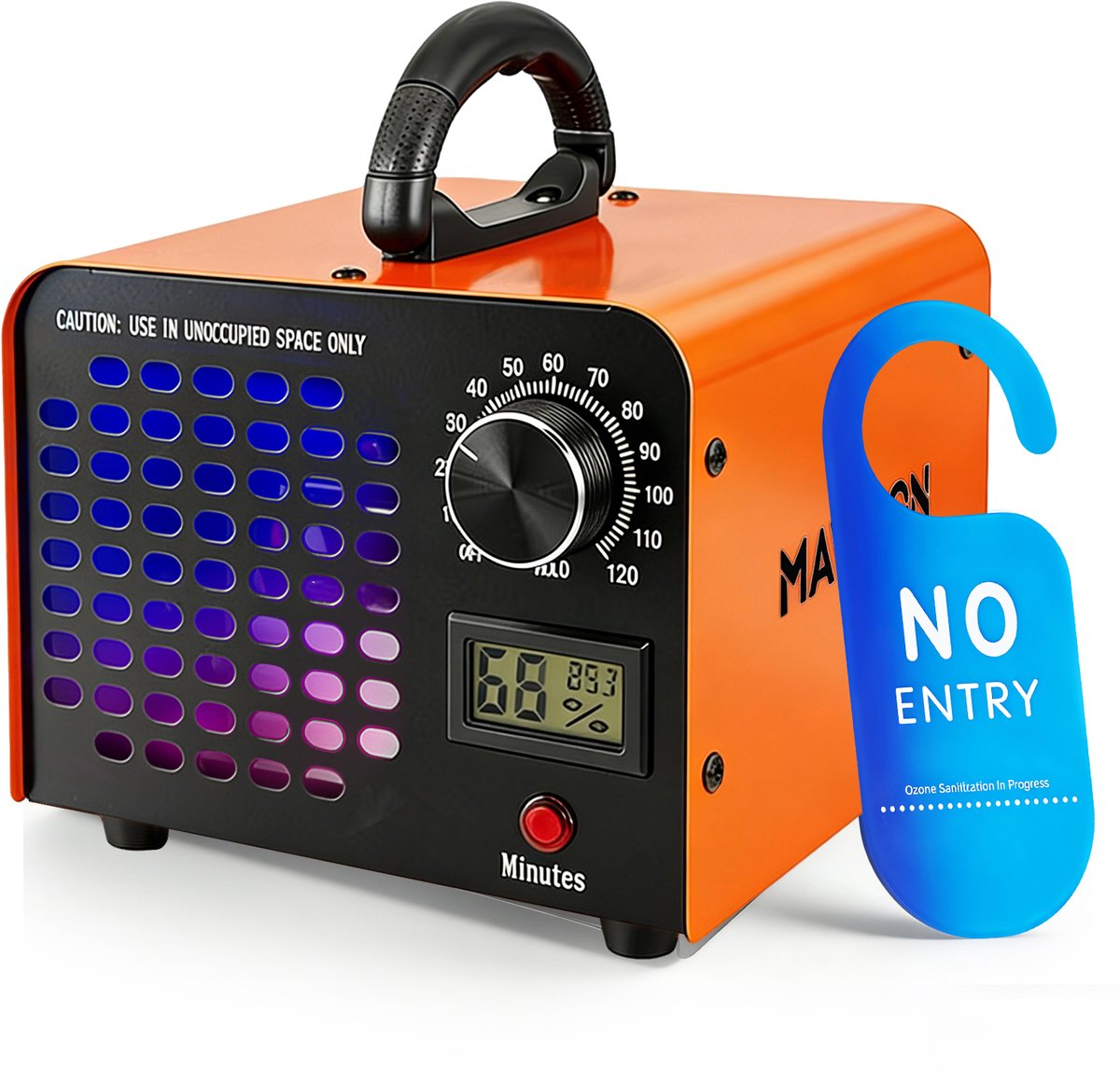 Verbeterde ozongenerator 2026, ozonmachine met hoge capaciteit voor geurverwijdering tot 6000 vierkante voet, voor auto-/huis-/rook-/huisdiergeuren, oranje